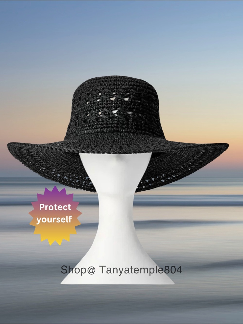 Time And Tru Women's Woven Summer Straw Hat Black